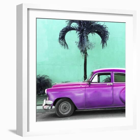 Cuba Fuerte Collection SQ - Beautiful Retro Purple Car-Philippe Hugonnard-Framed Photographic Print