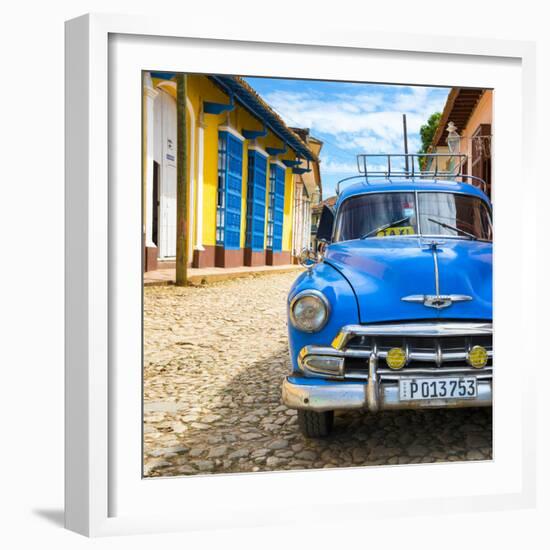 Cuba Fuerte Collection SQ - Blue Taxi in Trinidad-Philippe Hugonnard-Framed Photographic Print