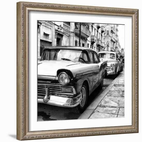 Cuba Fuerte Collection SQ BW - Beautiful American Cars in Havana II-Philippe Hugonnard-Framed Photographic Print