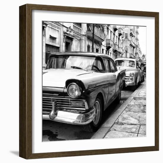 Cuba Fuerte Collection SQ BW - Beautiful American Cars in Havana II-Philippe Hugonnard-Framed Photographic Print