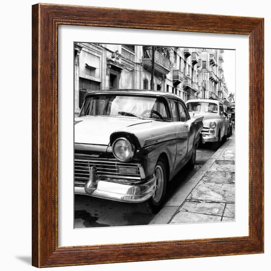 Cuba Fuerte Collection SQ BW - Beautiful American Cars in Havana II-Philippe Hugonnard-Framed Photographic Print