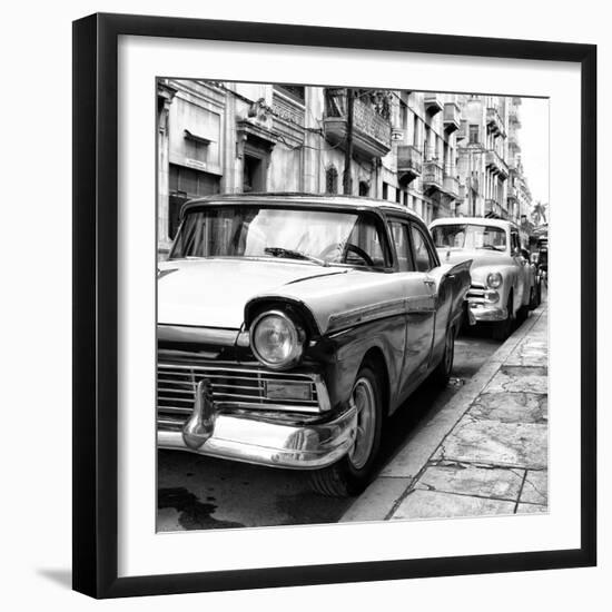 Cuba Fuerte Collection SQ BW - Beautiful American Cars in Havana II-Philippe Hugonnard-Framed Photographic Print