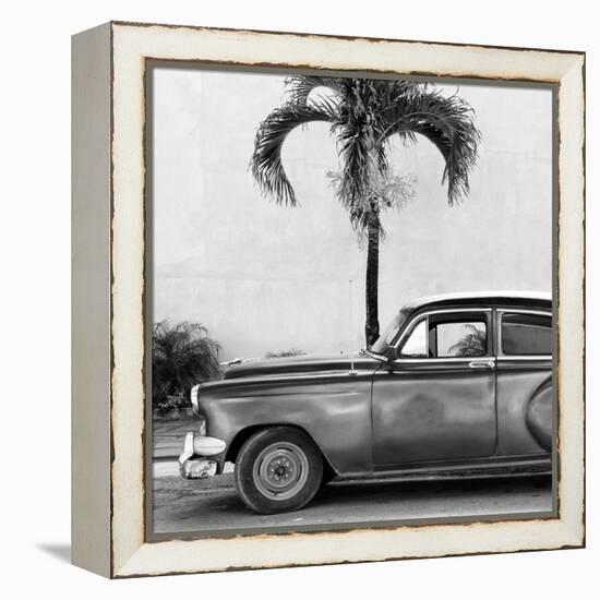 Cuba Fuerte Collection SQ BW - Beautiful Retro Black Car-Philippe Hugonnard-Framed Stretched Canvas