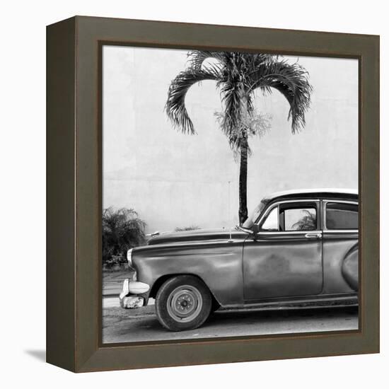 Cuba Fuerte Collection SQ BW - Beautiful Retro Black Car-Philippe Hugonnard-Framed Stretched Canvas