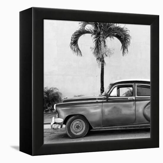 Cuba Fuerte Collection SQ BW - Beautiful Retro Black Car-Philippe Hugonnard-Framed Stretched Canvas