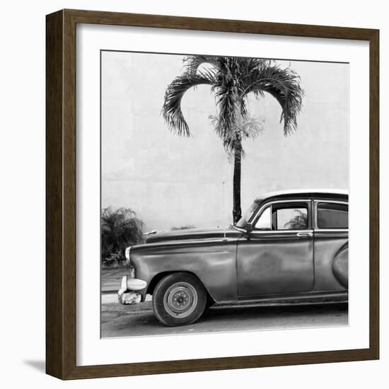 Cuba Fuerte Collection SQ BW - Beautiful Retro Black Car-Philippe Hugonnard-Framed Photographic Print