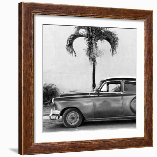 Cuba Fuerte Collection SQ BW - Beautiful Retro Black Car-Philippe Hugonnard-Framed Photographic Print
