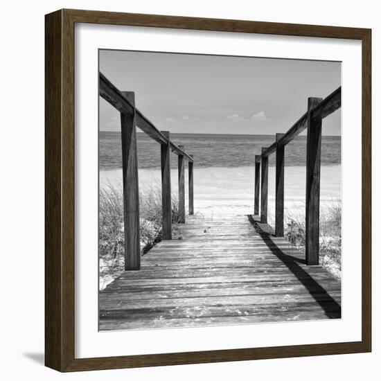 Cuba Fuerte Collection SQ BW - Boardwalk on the Beach II-Philippe Hugonnard-Framed Photographic Print