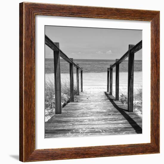 Cuba Fuerte Collection SQ BW - Boardwalk on the Beach II-Philippe Hugonnard-Framed Photographic Print