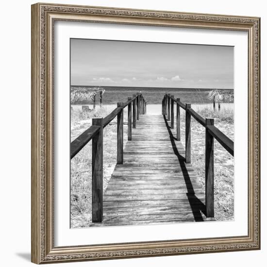 Cuba Fuerte Collection SQ BW - Boardwalk on the Beach III-Philippe Hugonnard-Framed Photographic Print