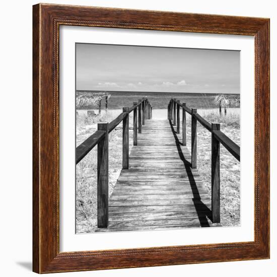 Cuba Fuerte Collection SQ BW - Boardwalk on the Beach III-Philippe Hugonnard-Framed Photographic Print