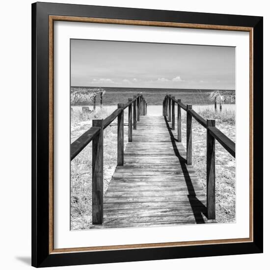 Cuba Fuerte Collection SQ BW - Boardwalk on the Beach III-Philippe Hugonnard-Framed Photographic Print