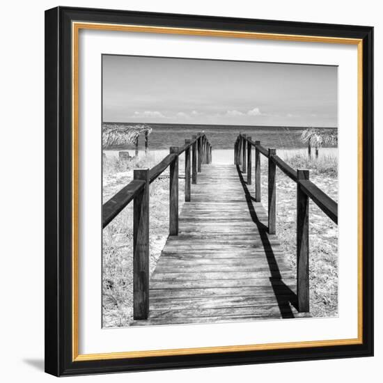 Cuba Fuerte Collection SQ BW - Boardwalk on the Beach III-Philippe Hugonnard-Framed Photographic Print