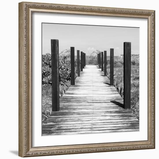 Cuba Fuerte Collection SQ BW - Boardwalk on the Beach-Philippe Hugonnard-Framed Photographic Print