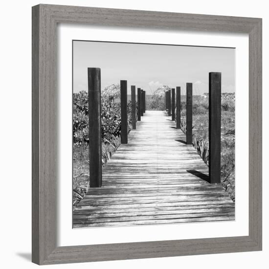 Cuba Fuerte Collection SQ BW - Boardwalk on the Beach-Philippe Hugonnard-Framed Photographic Print