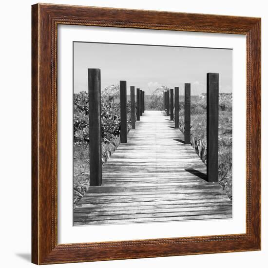 Cuba Fuerte Collection SQ BW - Boardwalk on the Beach-Philippe Hugonnard-Framed Photographic Print