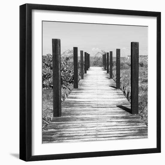 Cuba Fuerte Collection SQ BW - Boardwalk on the Beach-Philippe Hugonnard-Framed Photographic Print