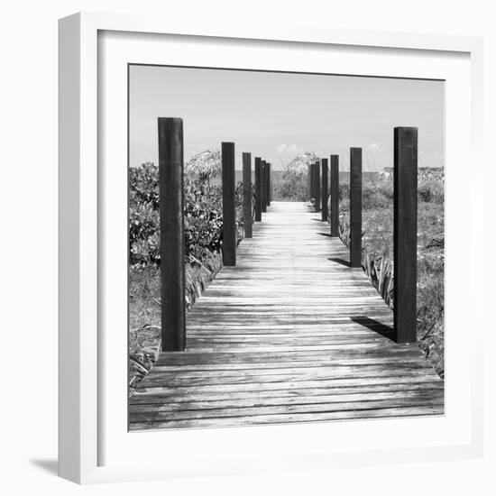 Cuba Fuerte Collection SQ BW - Boardwalk on the Beach-Philippe Hugonnard-Framed Photographic Print