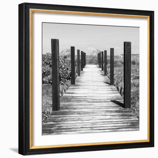 Cuba Fuerte Collection SQ BW - Boardwalk on the Beach-Philippe Hugonnard-Framed Photographic Print