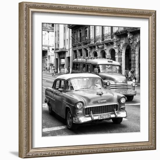 Cuba Fuerte Collection SQ BW BW - Taxi Cars Havana-Philippe Hugonnard-Framed Photographic Print