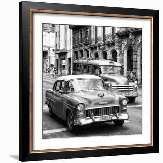 Cuba Fuerte Collection SQ BW BW - Taxi Cars Havana-Philippe Hugonnard-Framed Photographic Print