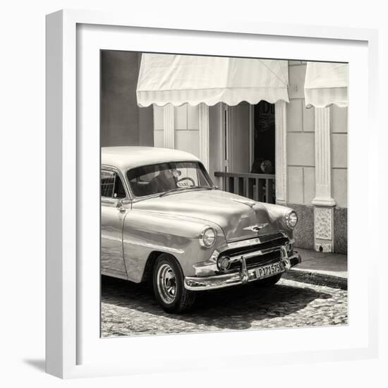 Cuba Fuerte Collection SQ BW - Close-up of Cuban Taxi Trinidad-Philippe Hugonnard-Framed Photographic Print