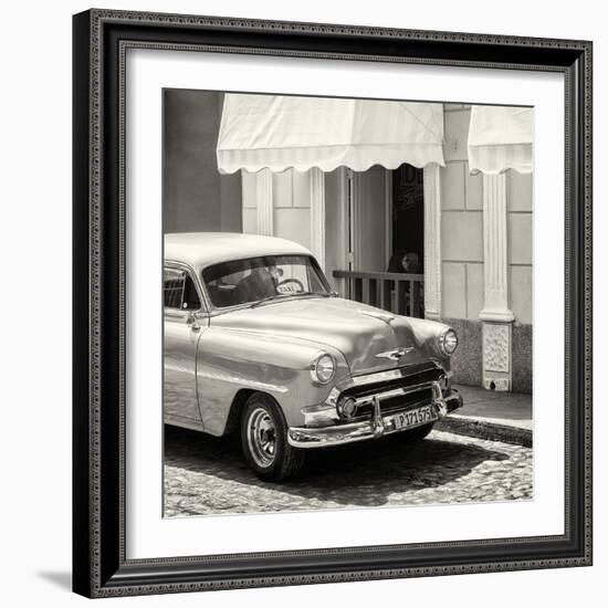 Cuba Fuerte Collection SQ BW - Close-up of Cuban Taxi Trinidad-Philippe Hugonnard-Framed Photographic Print