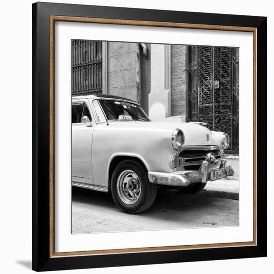 Cuba Fuerte Collection SQ BW - Close-up of Yellow Taxi of Havana-Philippe Hugonnard-Framed Photographic Print