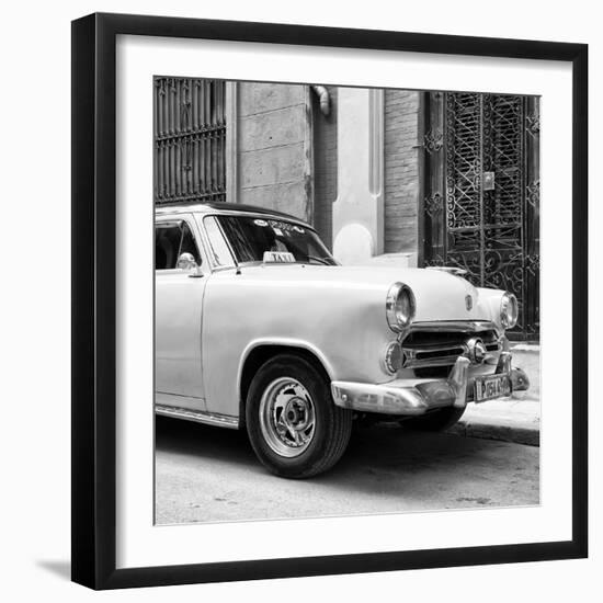 Cuba Fuerte Collection SQ BW - Close-up of Yellow Taxi of Havana-Philippe Hugonnard-Framed Photographic Print