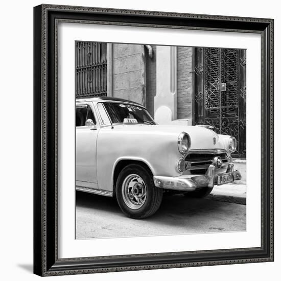 Cuba Fuerte Collection SQ BW - Close-up of Yellow Taxi of Havana-Philippe Hugonnard-Framed Photographic Print