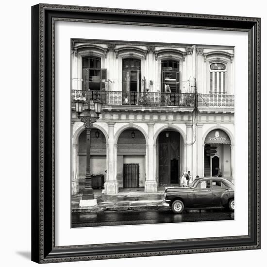 Cuba Fuerte Collection SQ BW - Colorful Architecture and Black Classic Car-Philippe Hugonnard-Framed Photographic Print