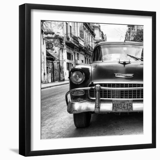 Cuba Fuerte Collection SQ BW - Detail on Old Classic Chevrolet II-Philippe Hugonnard-Framed Photographic Print