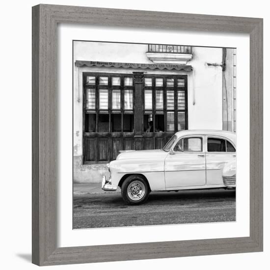 Cuba Fuerte Collection SQ BW - Havana Club and Classic Car II-Philippe Hugonnard-Framed Photographic Print