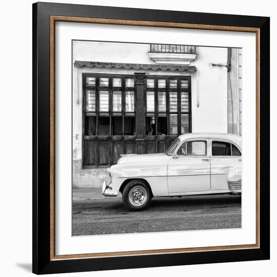 Cuba Fuerte Collection SQ BW - Havana Club and Classic Car II-Philippe Hugonnard-Framed Photographic Print