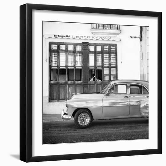 Cuba Fuerte Collection SQ BW - Havana Club and Classic Car-Philippe Hugonnard-Framed Photographic Print