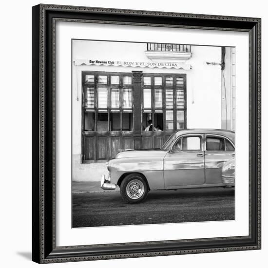 Cuba Fuerte Collection SQ BW - Havana Club and Classic Car-Philippe Hugonnard-Framed Photographic Print