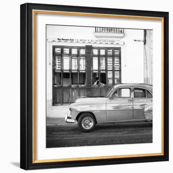 Cuba Fuerte Collection SQ BW - Havana Club and Classic Car-Philippe Hugonnard-Framed Photographic Print