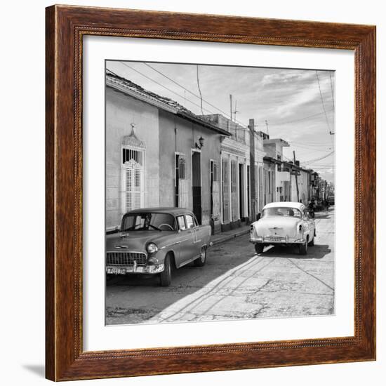 Cuba Fuerte Collection SQ BW - Old Cars in Trinidad II-Philippe Hugonnard-Framed Photographic Print