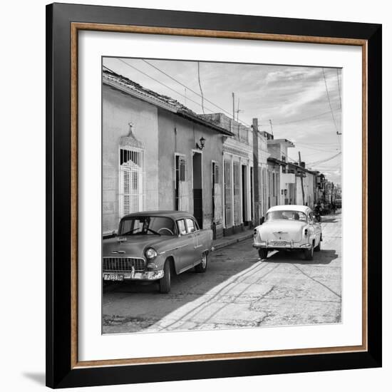 Cuba Fuerte Collection SQ BW - Old Cars in Trinidad II-Philippe Hugonnard-Framed Photographic Print