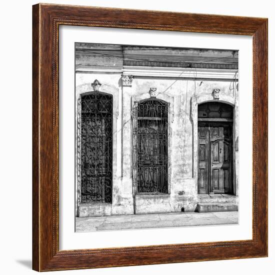 Cuba Fuerte Collection SQ BW - Old Cuban Facade-Philippe Hugonnard-Framed Photographic Print