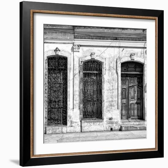 Cuba Fuerte Collection SQ BW - Old Cuban Facade-Philippe Hugonnard-Framed Photographic Print