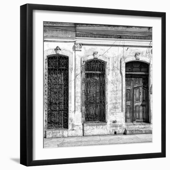 Cuba Fuerte Collection SQ BW - Old Cuban Facade-Philippe Hugonnard-Framed Photographic Print