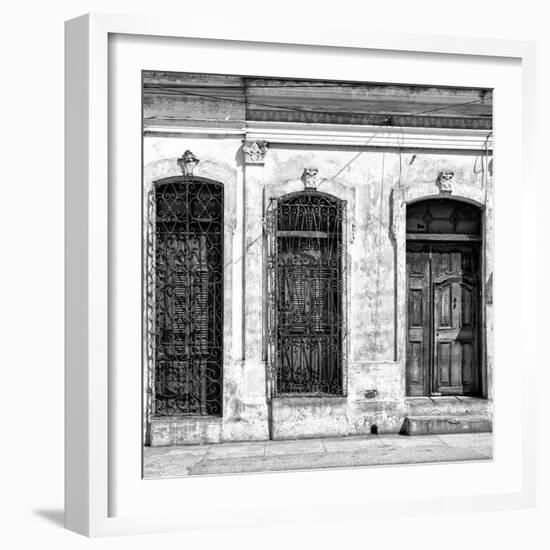 Cuba Fuerte Collection SQ BW - Old Cuban Facade-Philippe Hugonnard-Framed Photographic Print