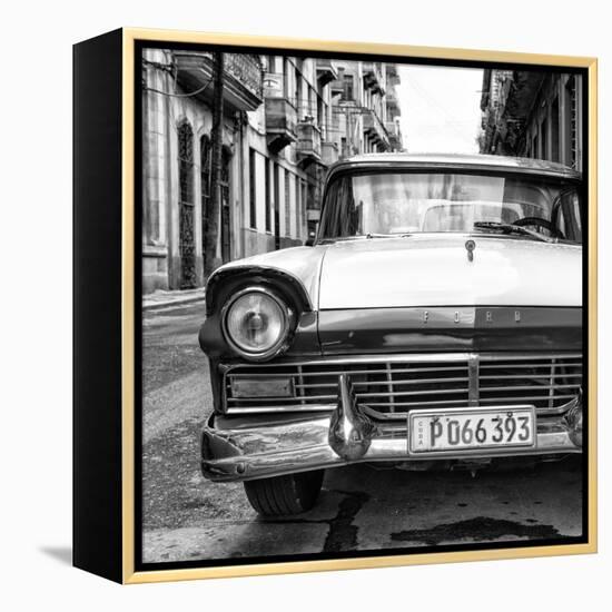 Cuba Fuerte Collection SQ BW - Old Ford Car II-Philippe Hugonnard-Framed Stretched Canvas