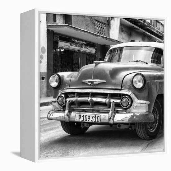 Cuba Fuerte Collection SQ BW - Retro Car in Havana-Philippe Hugonnard-Framed Stretched Canvas