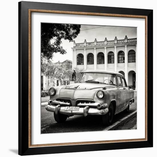 Cuba Fuerte Collection SQ BW - Retro Car in the Street-Philippe Hugonnard-Framed Photographic Print