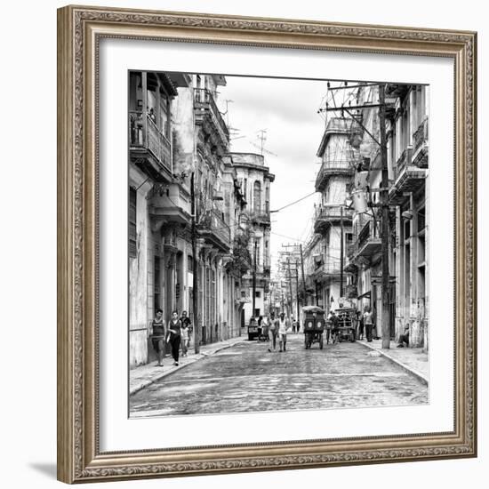 Cuba Fuerte Collection SQ BW - Street Scene Havana III-Philippe Hugonnard-Framed Photographic Print