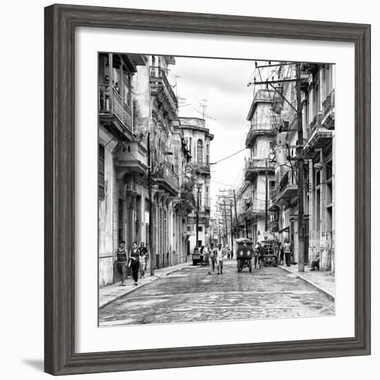 Cuba Fuerte Collection SQ BW - Street Scene Havana III-Philippe Hugonnard-Framed Photographic Print