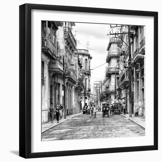 Cuba Fuerte Collection SQ BW - Street Scene Havana III-Philippe Hugonnard-Framed Photographic Print