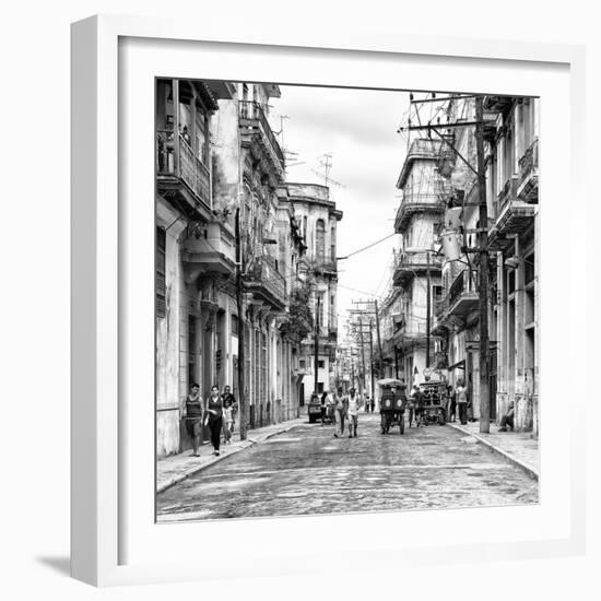 Cuba Fuerte Collection SQ BW - Street Scene Havana III-Philippe Hugonnard-Framed Photographic Print